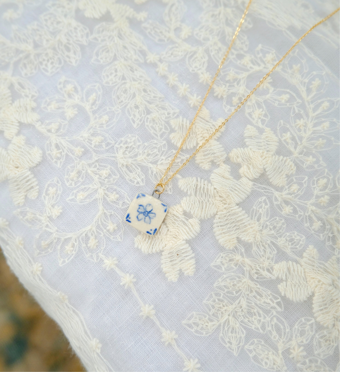 Rosa Rugosa Tile Pendant