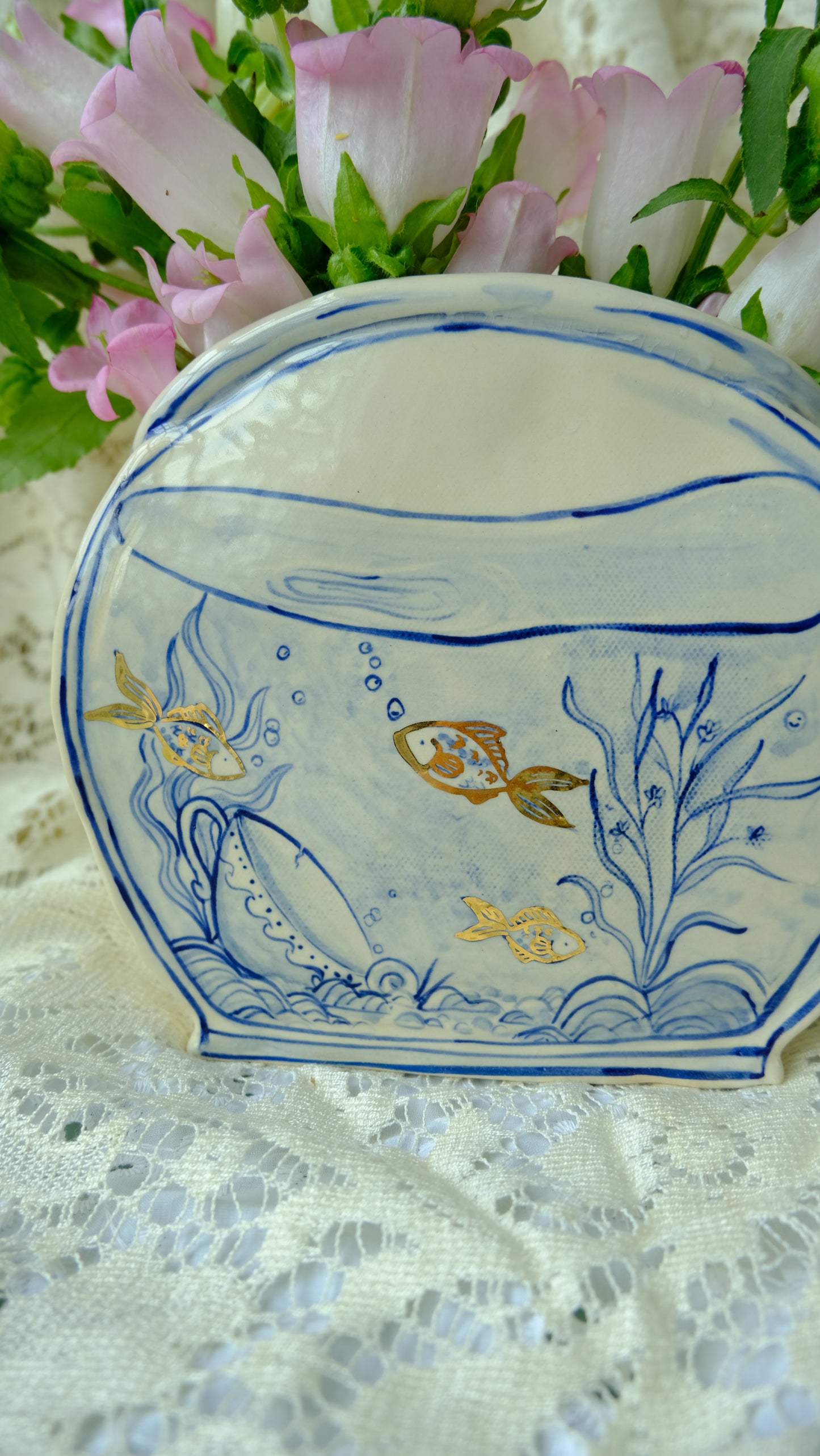 Gold Fish Bowl Vase