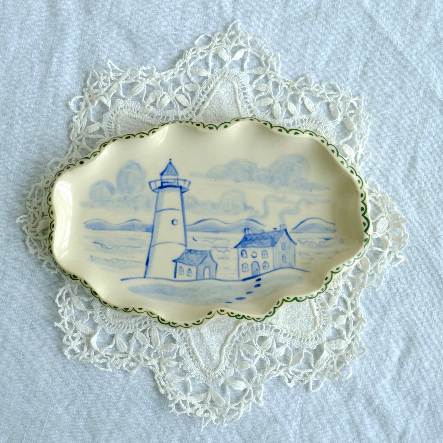 Blue Lighthouse Trinket Plate