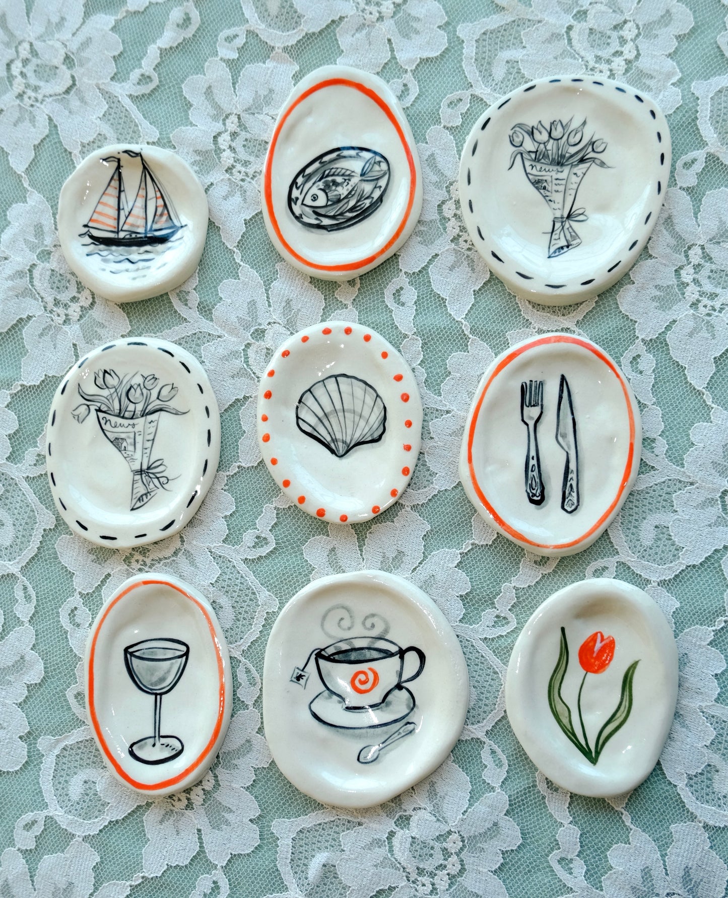 Black and Red Trinket Plates