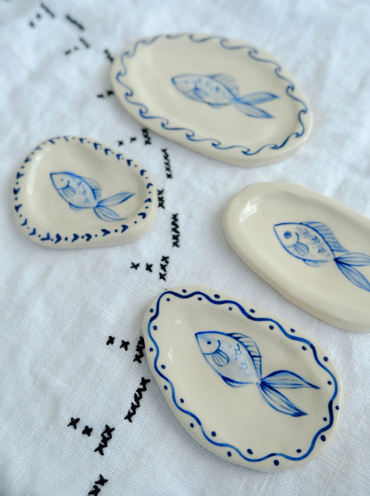 Blue Fish Trinket Plates