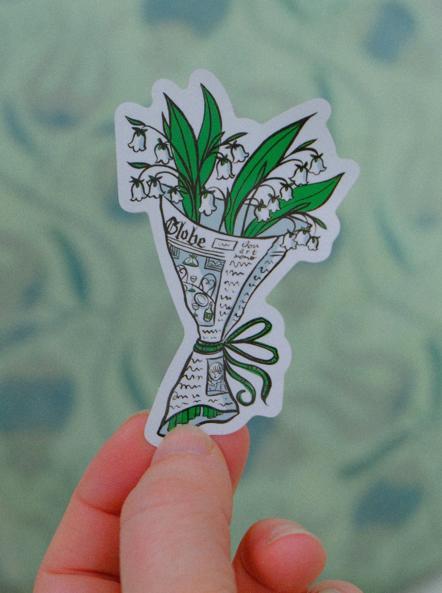 Lily Newspaper Bouquet Vinyl Waterproof Sticker