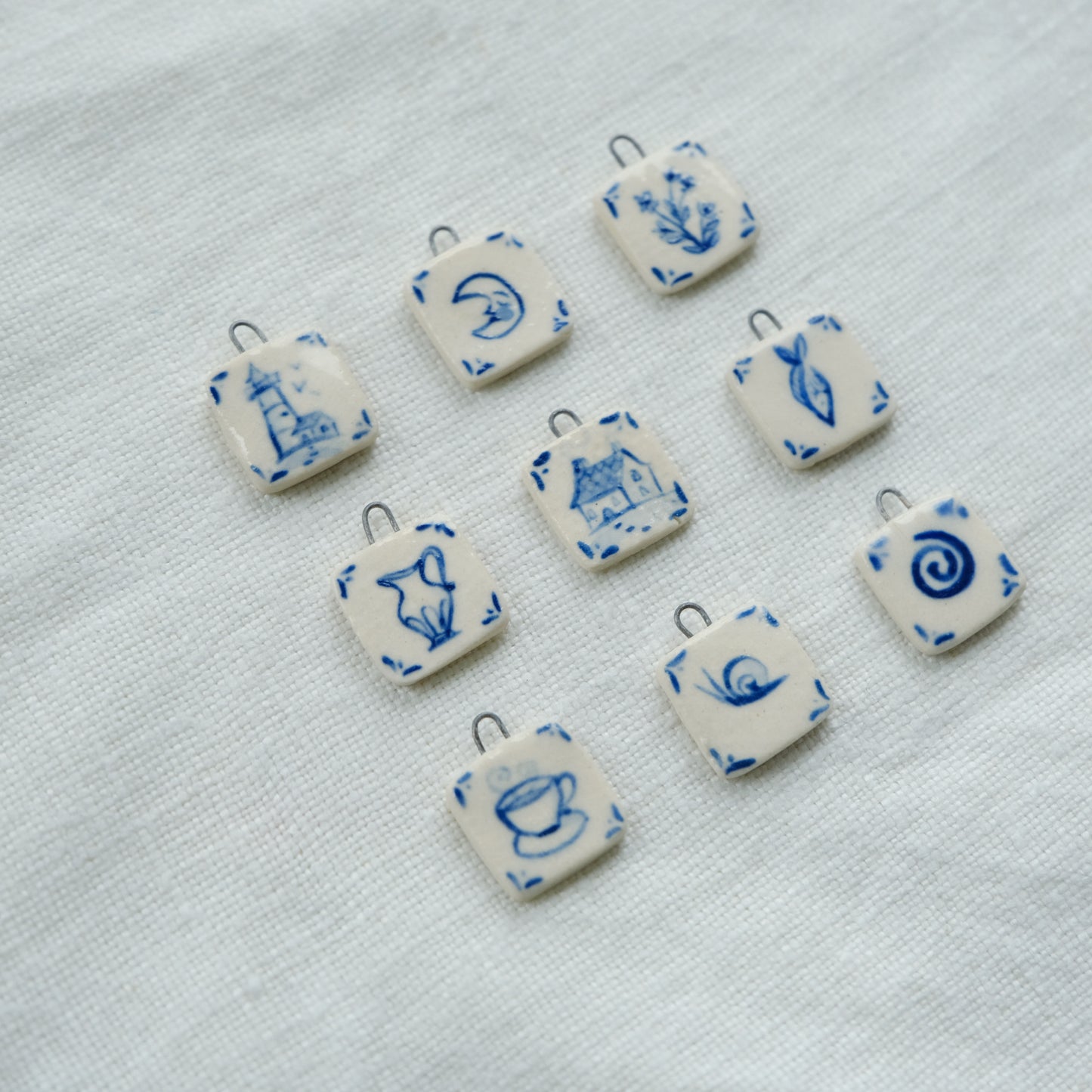 Dainty Blue Kitchen Tile Necklace Pendant