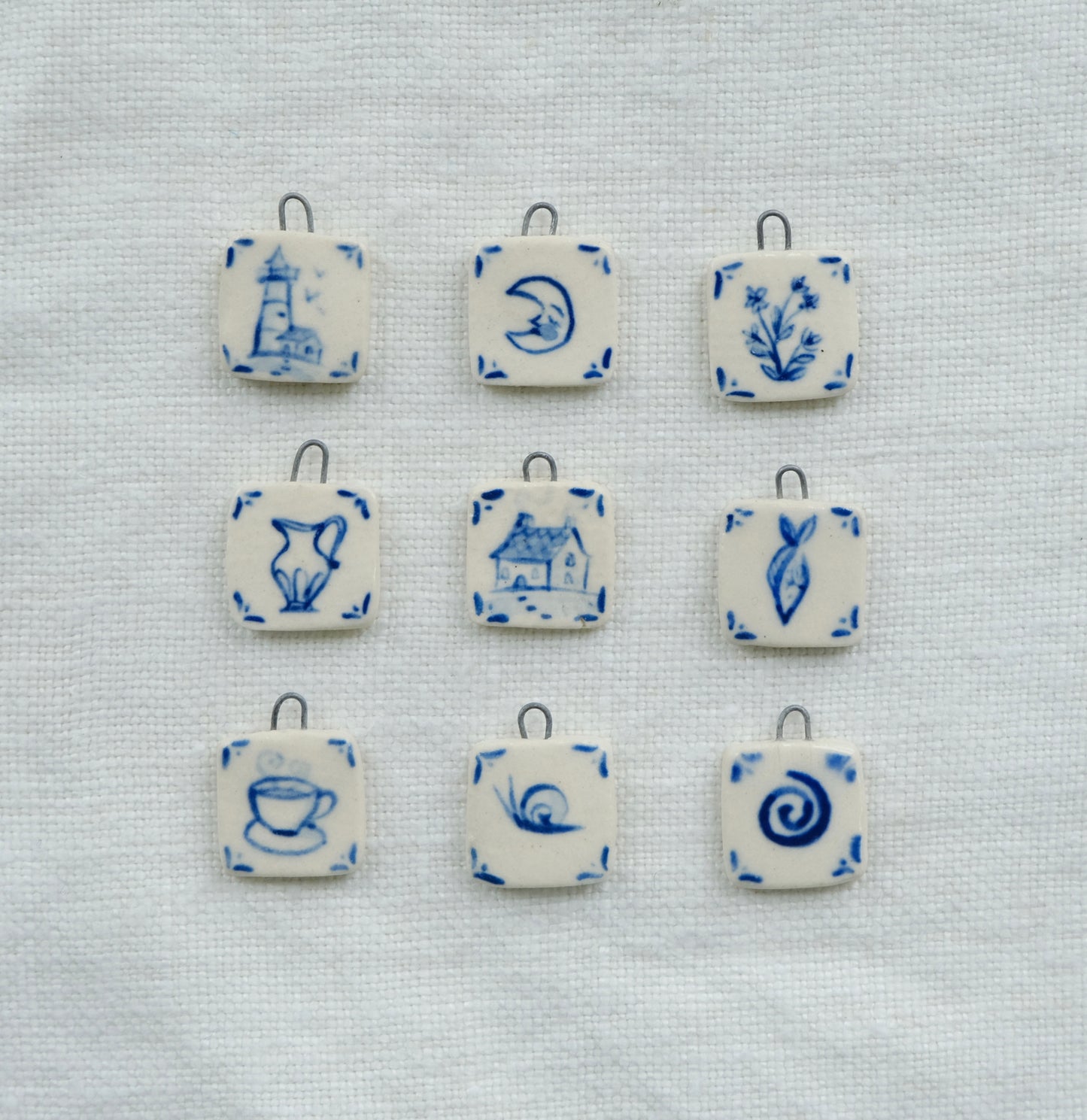 Dainty Blue Kitchen Tile Necklace Pendant