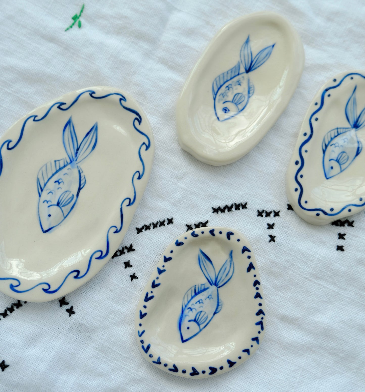 Blue Fish Trinket Plates