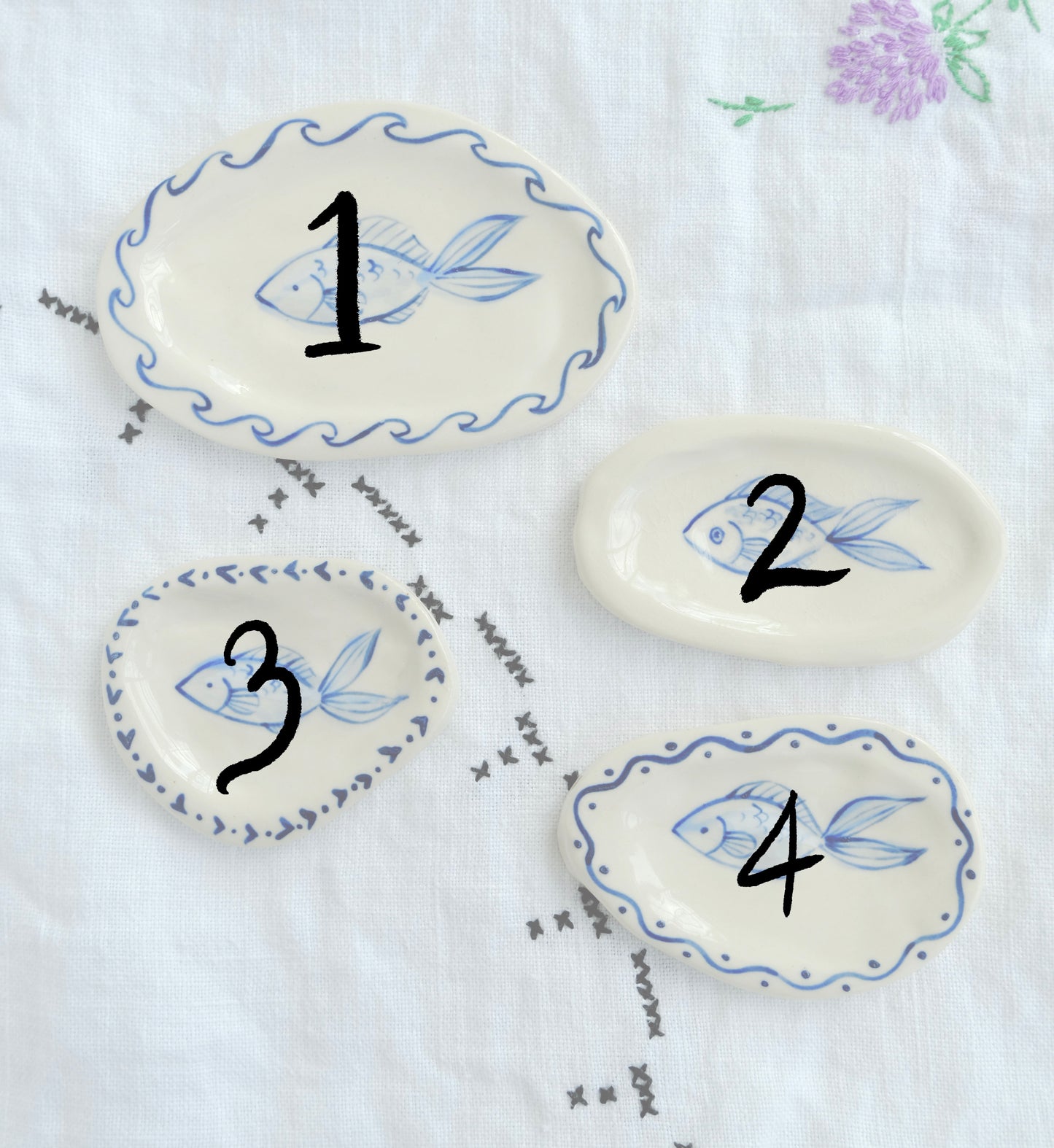 Blue Fish Trinket Plates