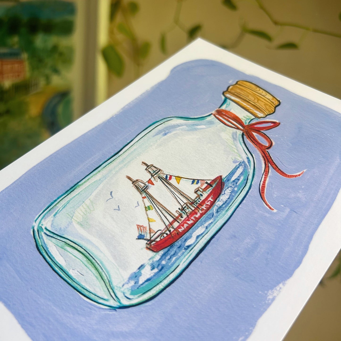 Nantucket Ship in a Bottle Print