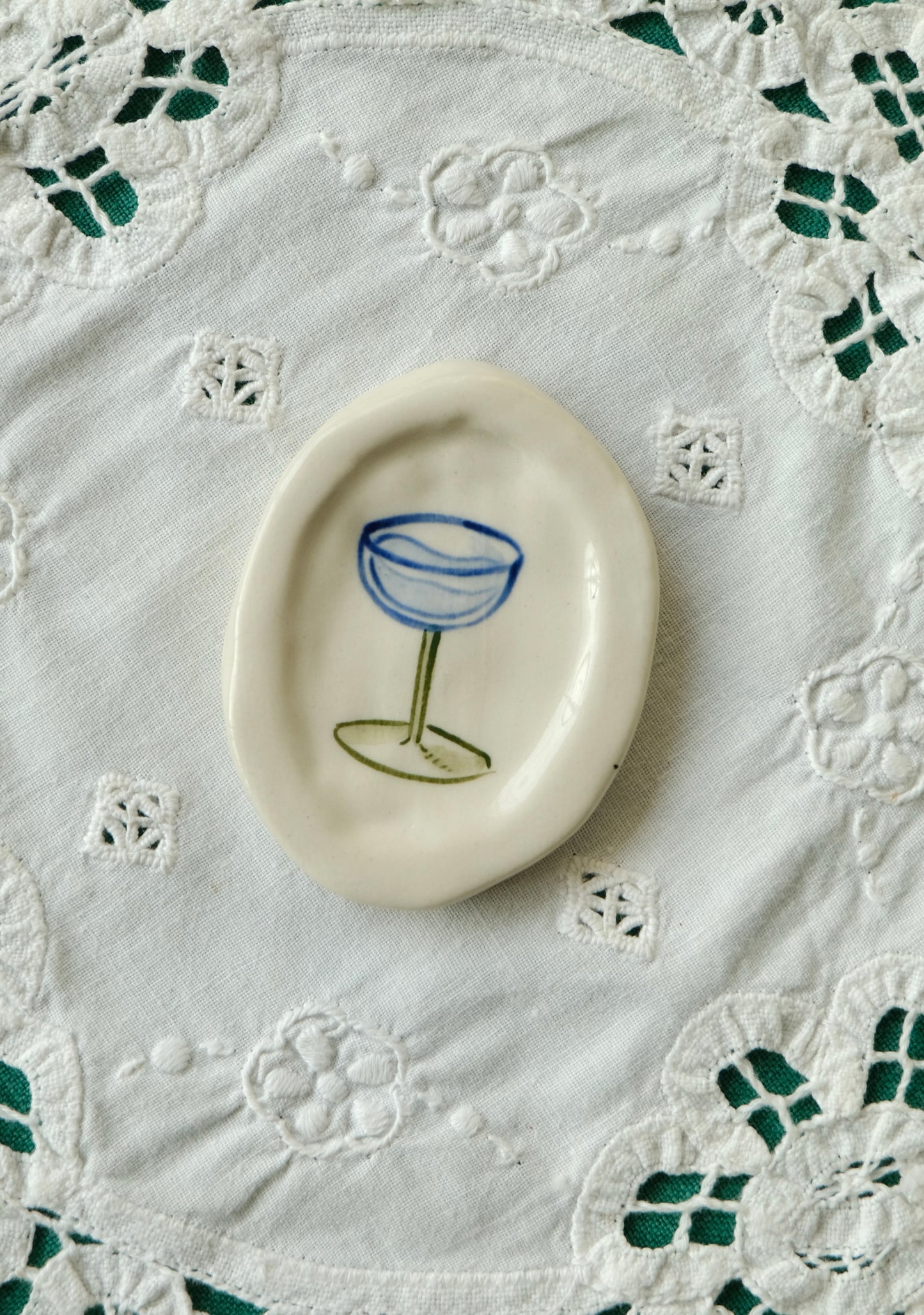 French Wine Glass Trinket Dish