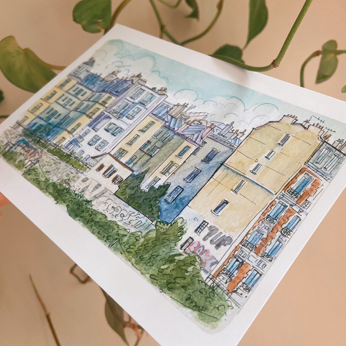 Parisian Apartments Watercolor and Ink Signed Matte Print