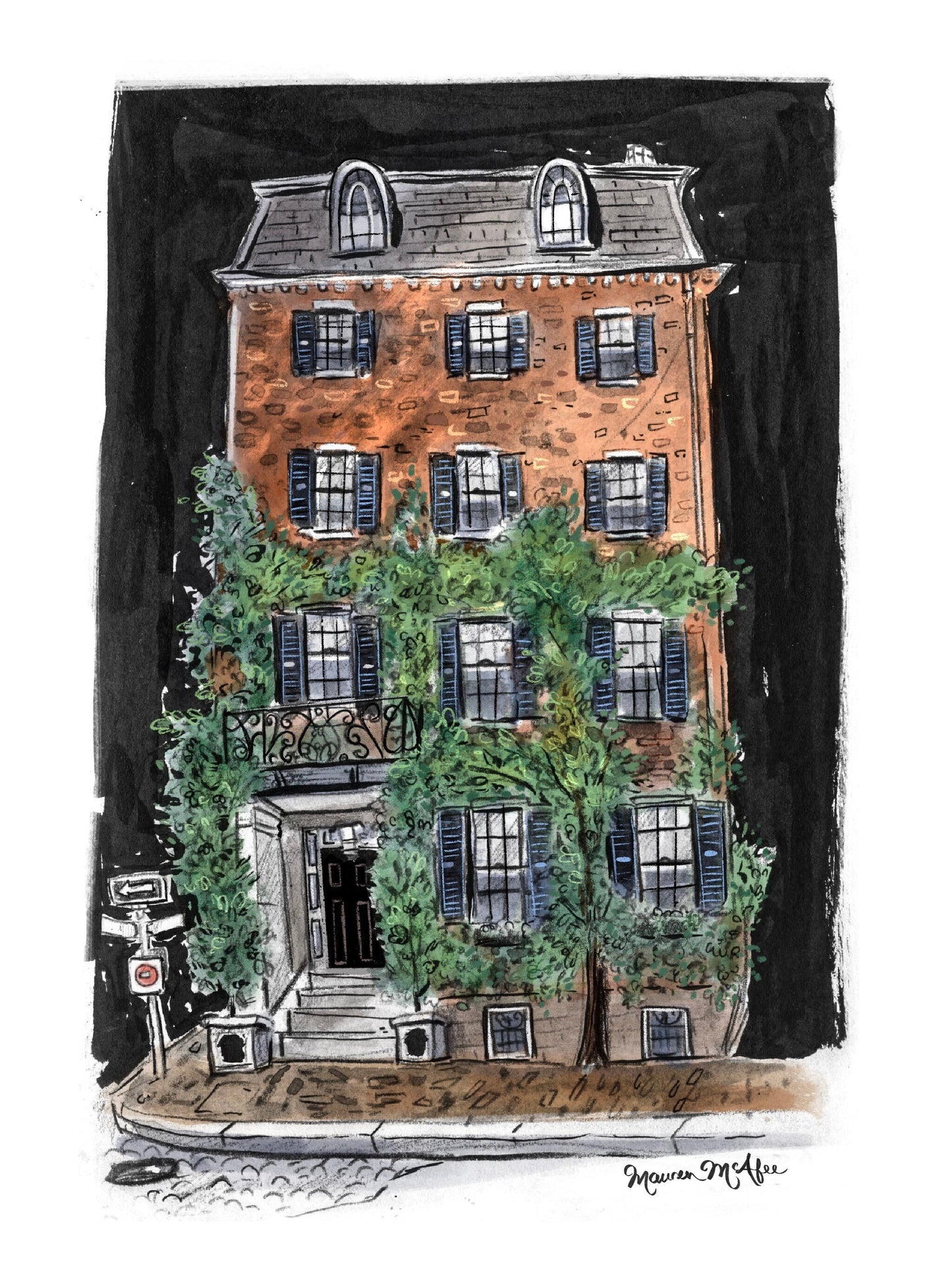 Beacon Hill Brick Townhouse Print