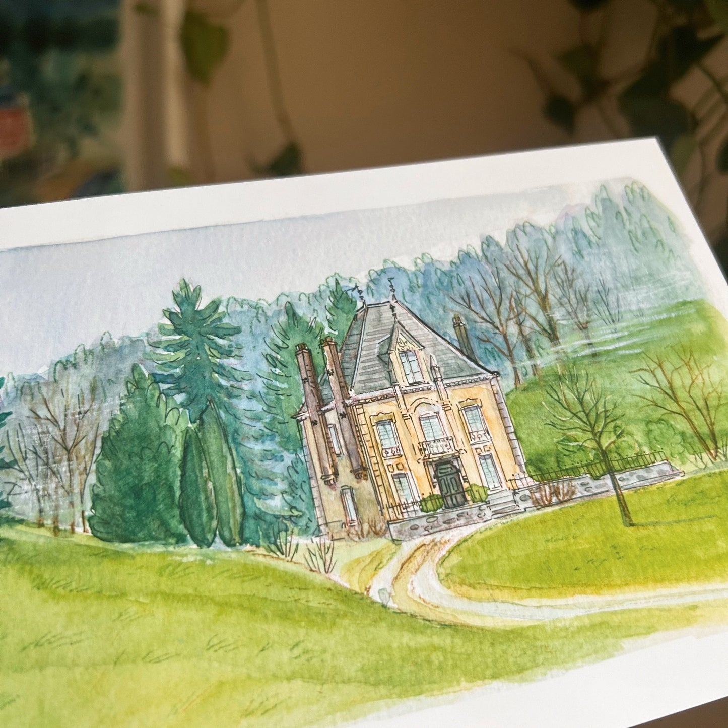Le Petit Chateau Plein Air Watercolor Matte Art Print