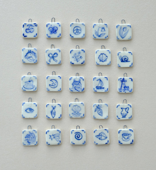 Dainty Blue Kitchen Tile Necklace Pendant