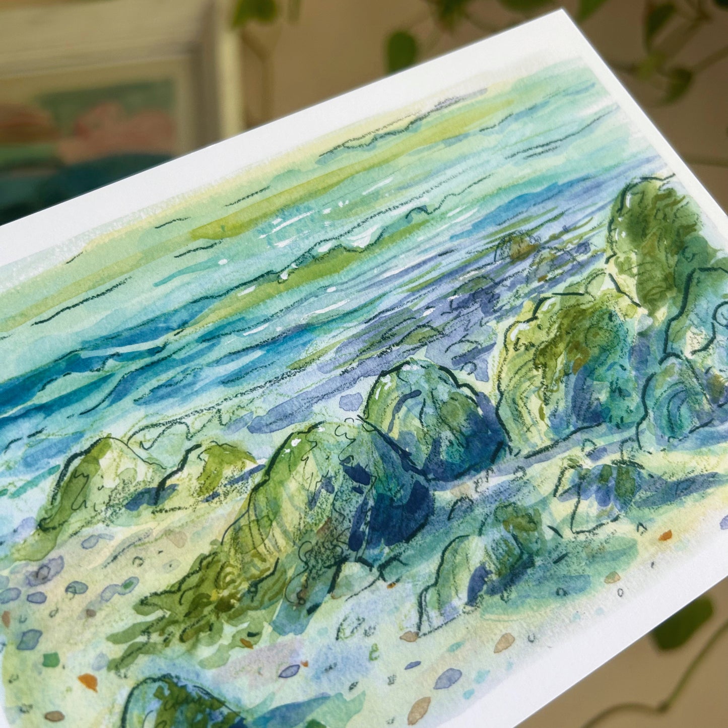 Red Hook Rocks Watercolor Print