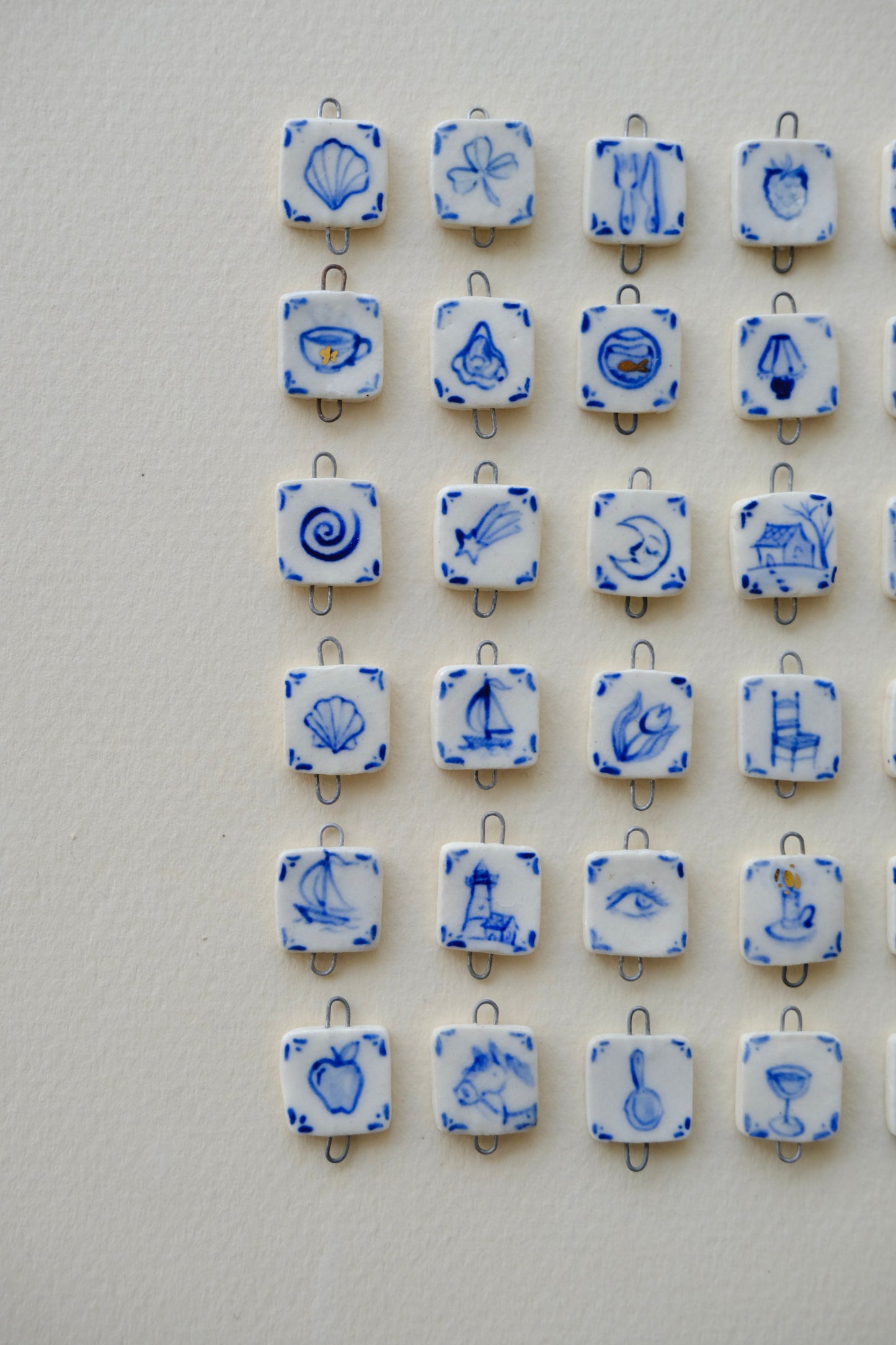 Mix n’ Match Dainty Blue Kitchen Tile Pearl Single Earring
