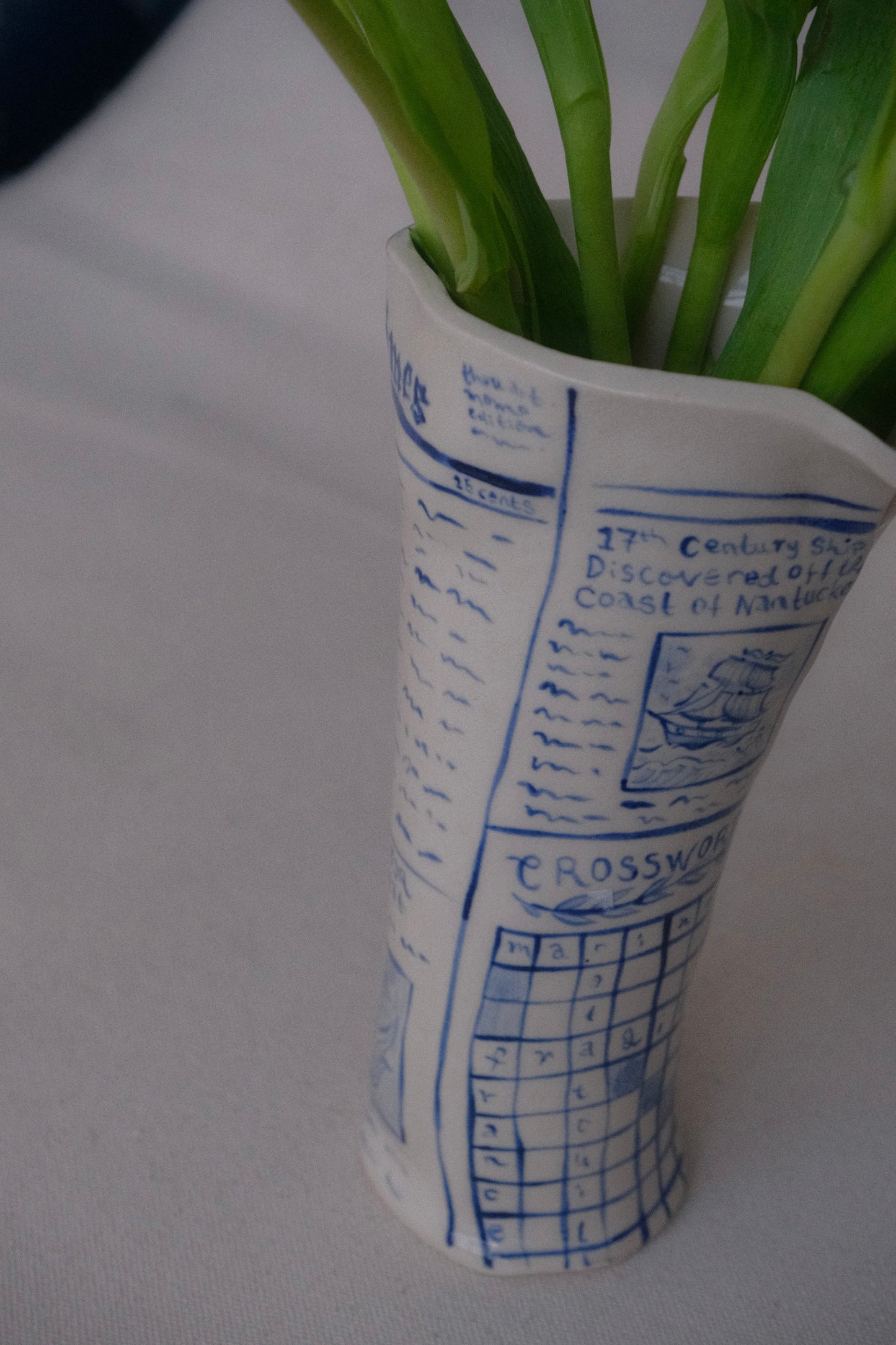 Blue Newspaper Vase