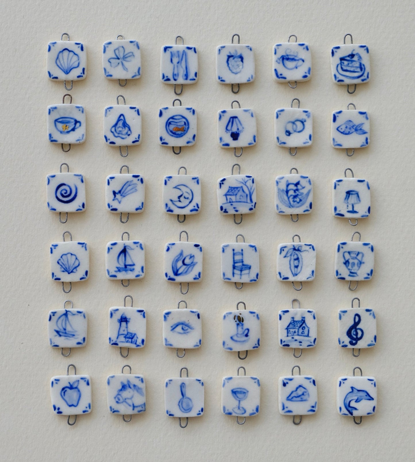 Mix n’ Match Dainty Blue Kitchen Tile Pearl Single Earring