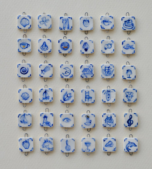 Mix n’ Match Dainty Blue Kitchen Tile Pearl Single Earring