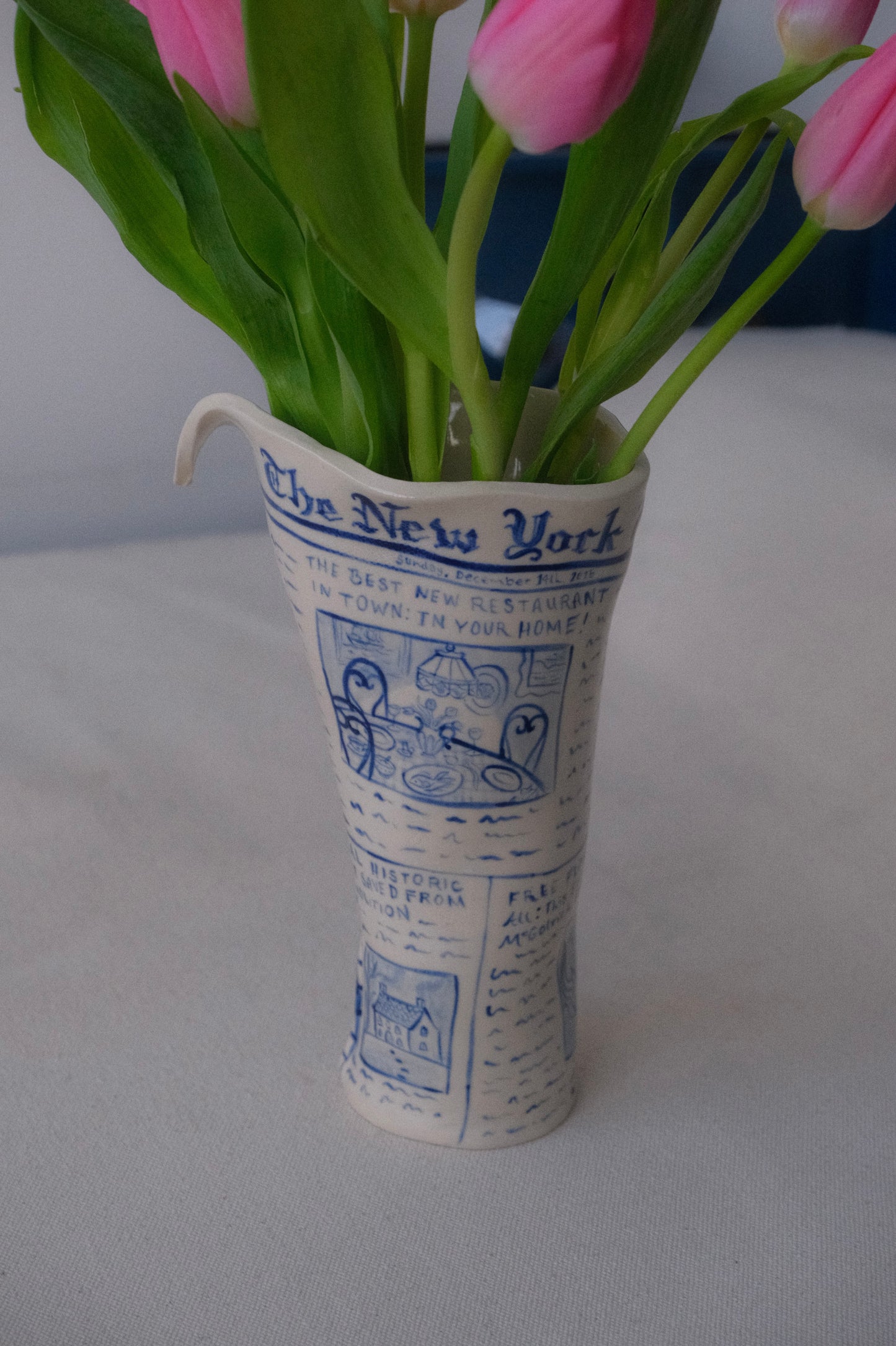 Blue Newspaper Vase