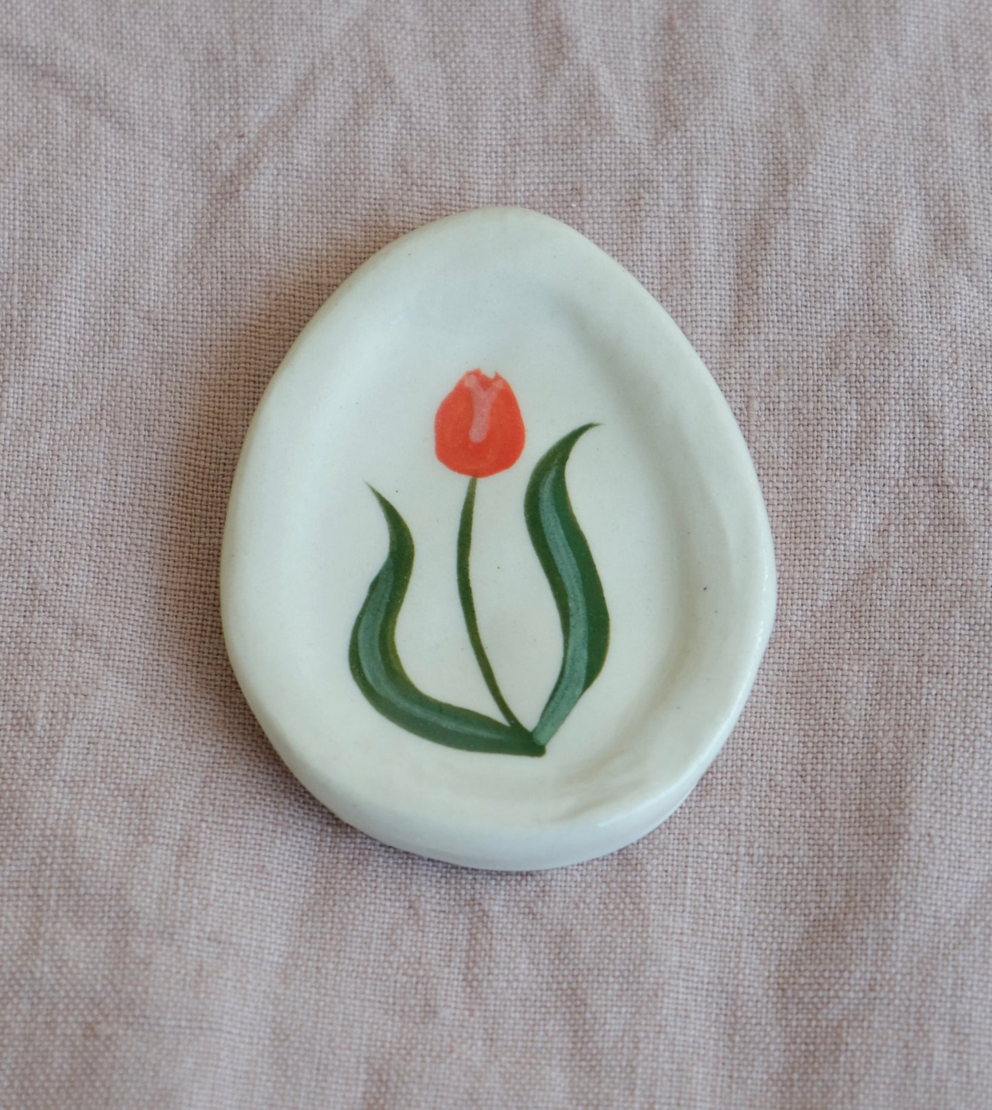 Red Tulip Trinket Plate