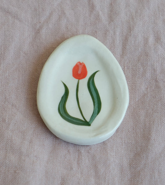 Red Tulip Trinket Plate