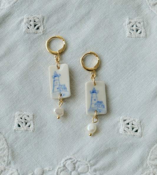 Pale Blue Lighthouse Earrings