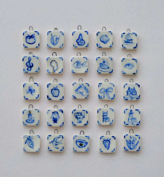 Dainty Blue Kitchen Tile Necklace Pendant