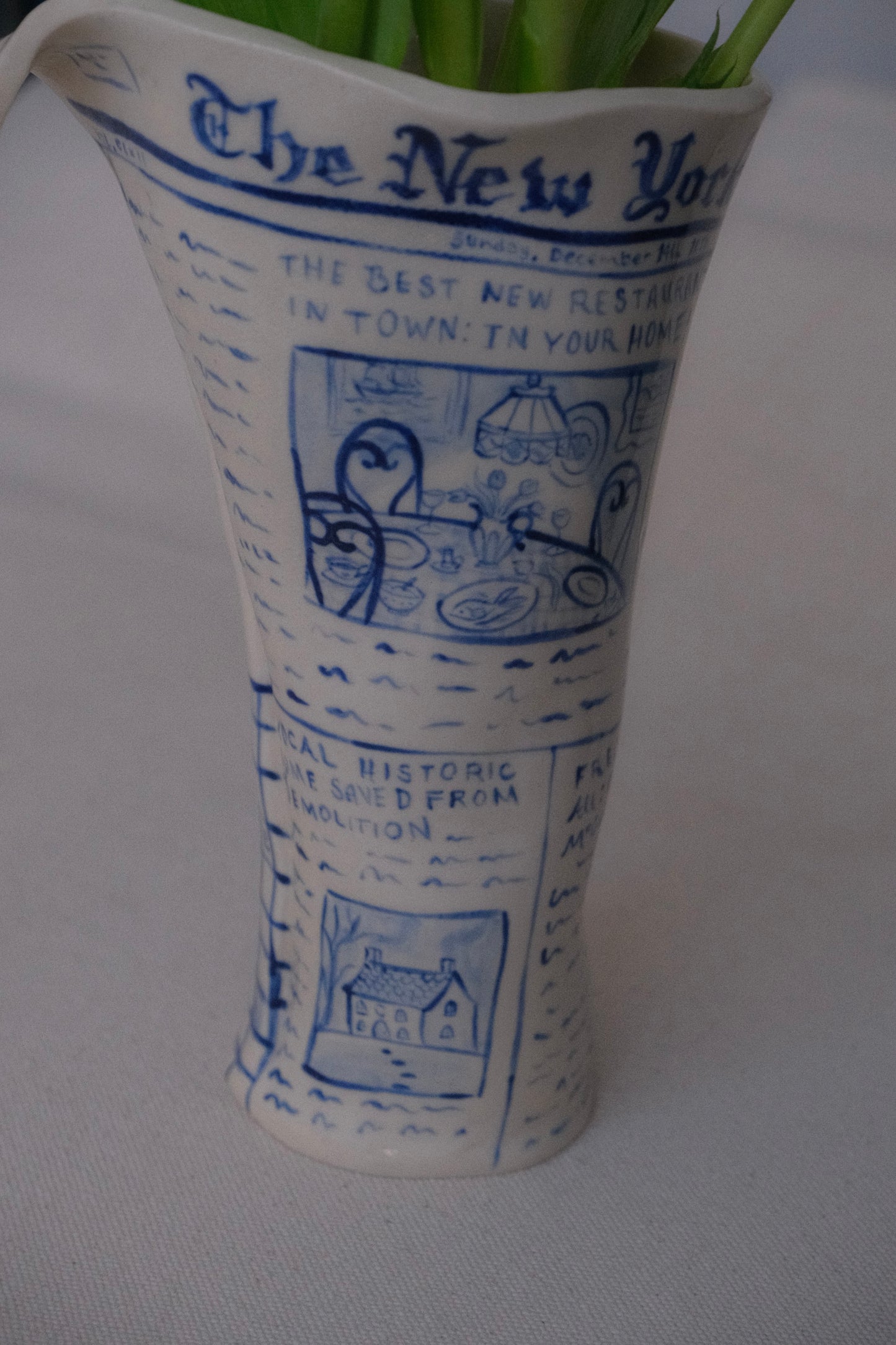 Blue Newspaper Vase