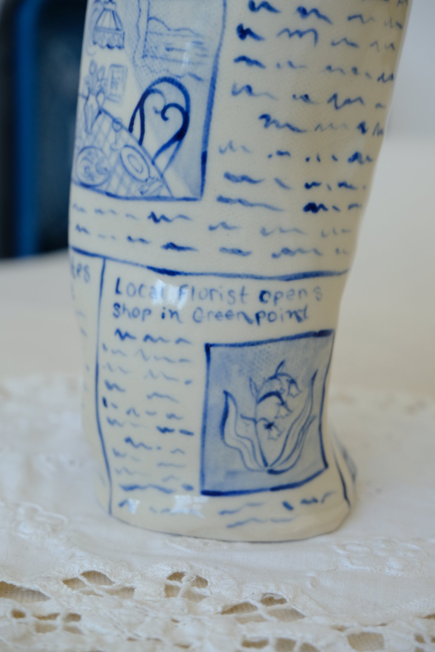 Blue Newspaper Vase