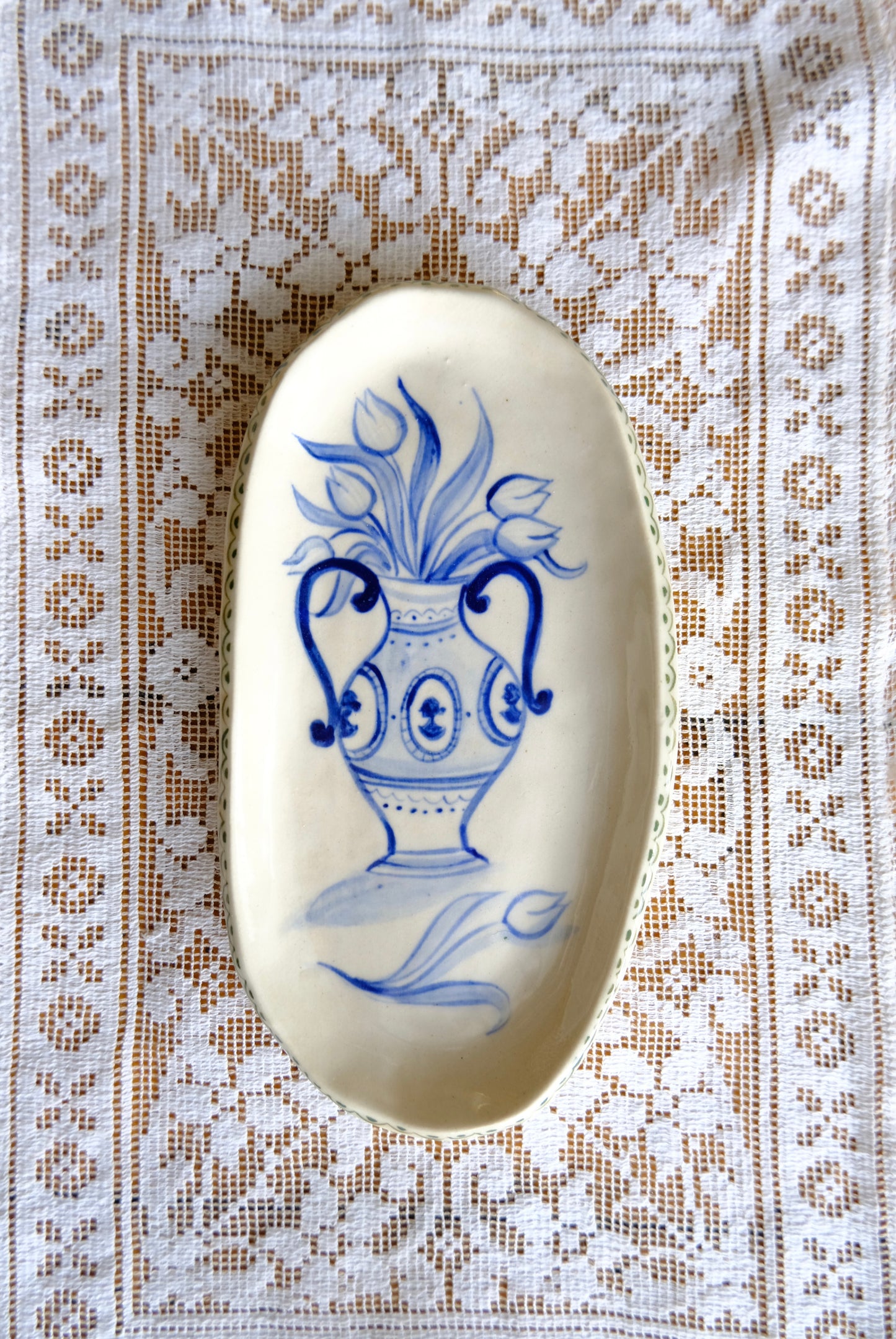 Vase with Flowers Trinket Dish