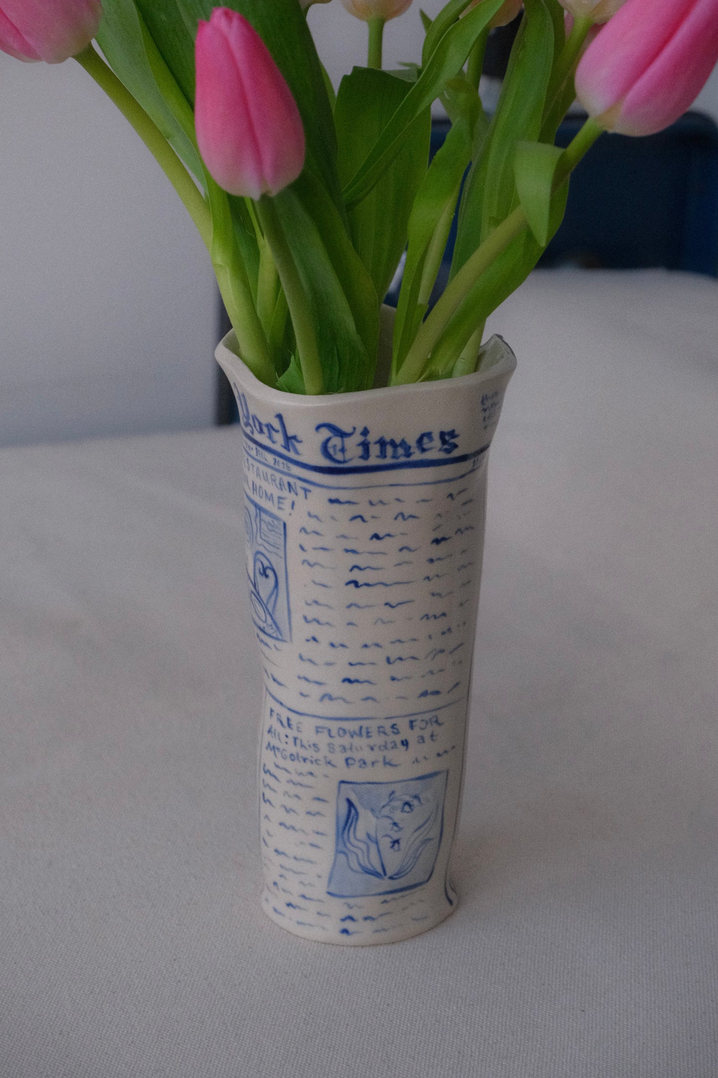 Blue Newspaper Vase