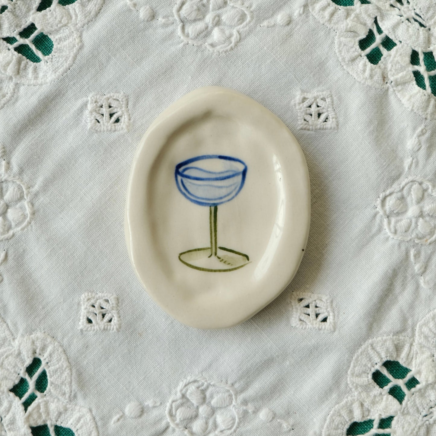 French Wine Glass Trinket Dish