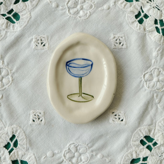 French Wine Glass Trinket Dish