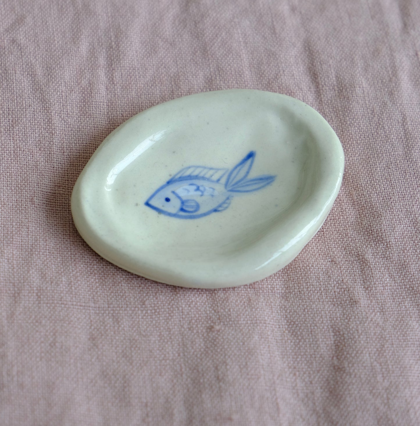 Little Blue Fish Speckled Trinket Plate