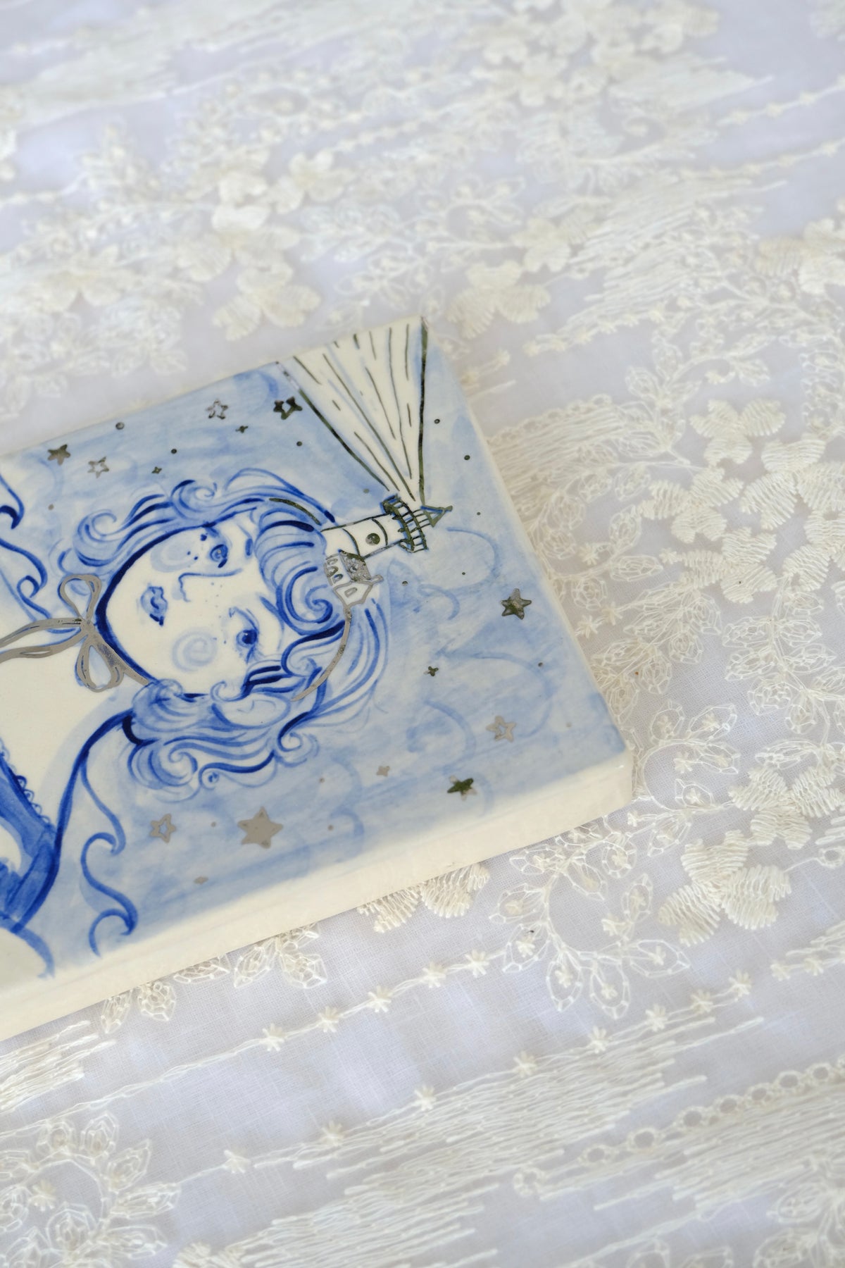 The Lighthouse Girl Hanging Ceramic Painting