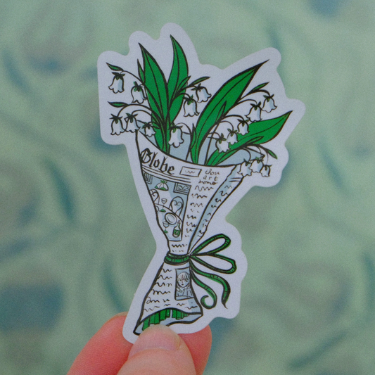Lily Newspaper Bouquet Vinyl Waterproof Sticker