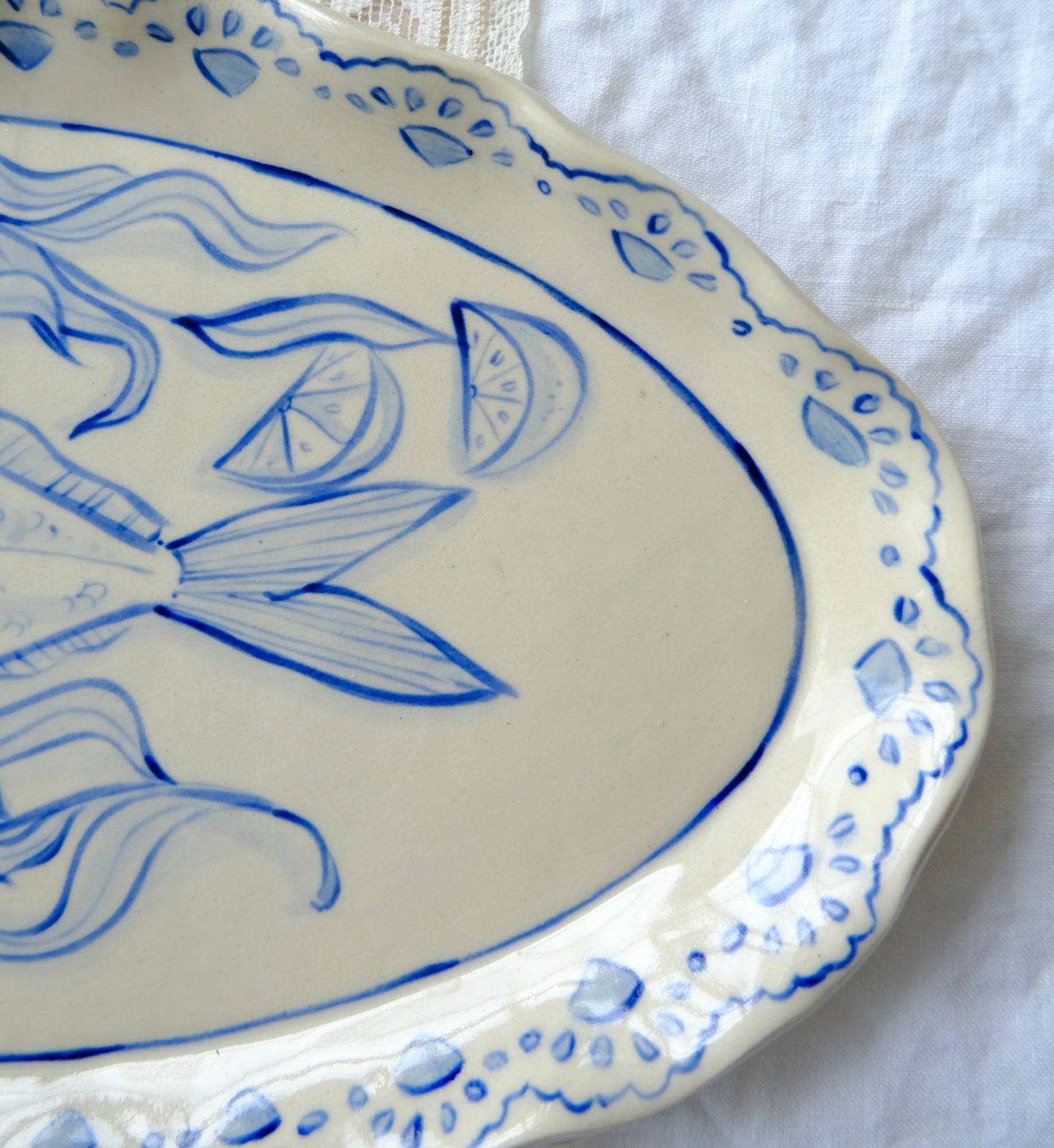 Big Blue Fish Serving Plate