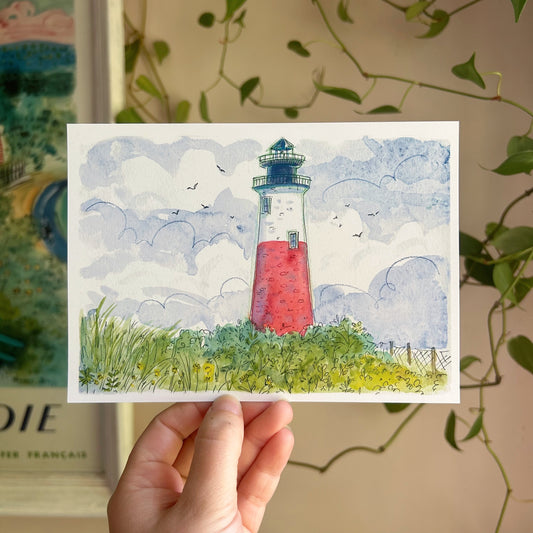 Sankaty Head Lighthouse Watercolor Print