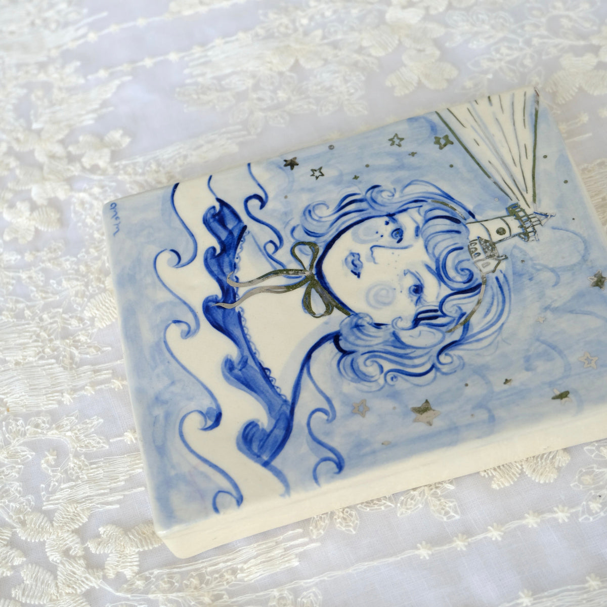 The Lighthouse Girl Hanging Ceramic Painting