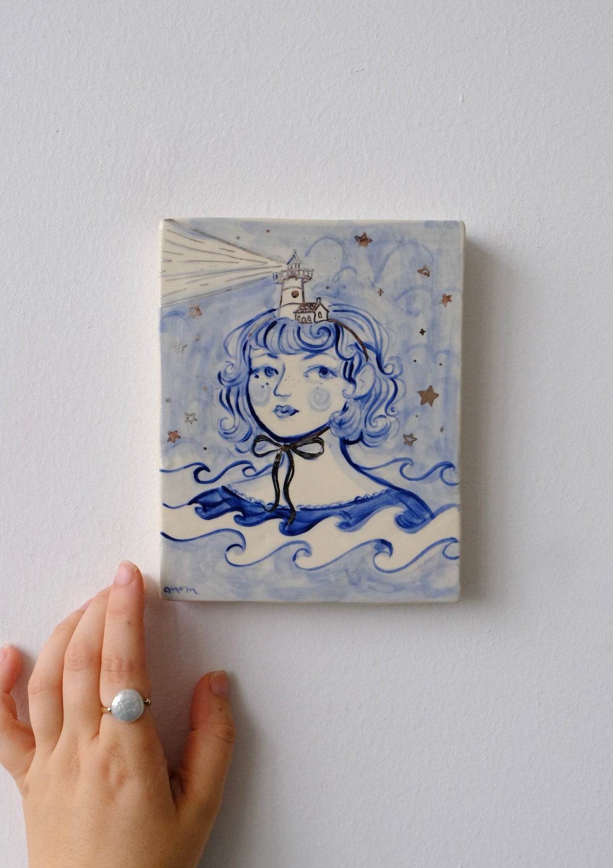 The Lighthouse Girl Hanging Ceramic Painting