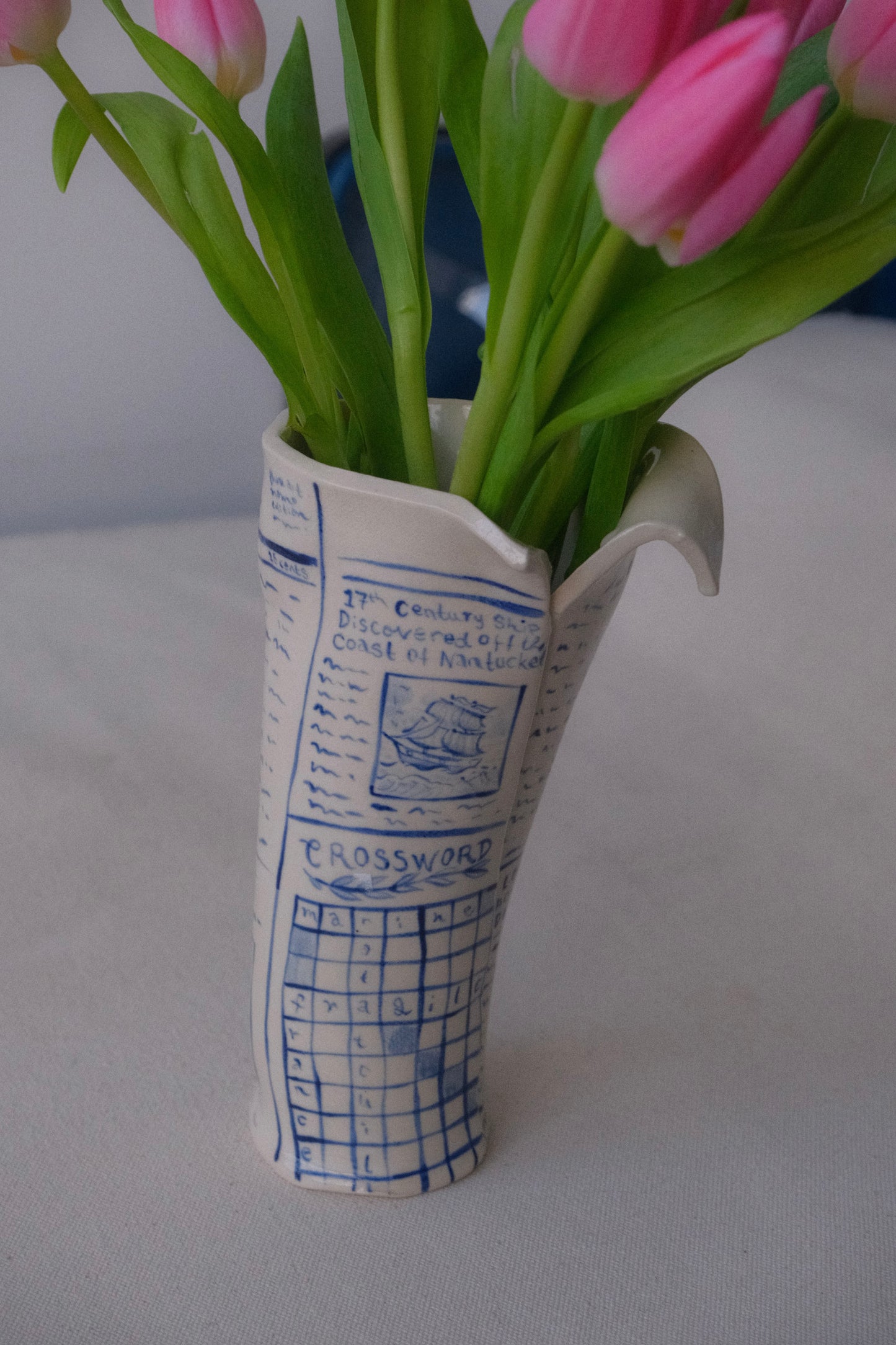 Blue Newspaper Vase