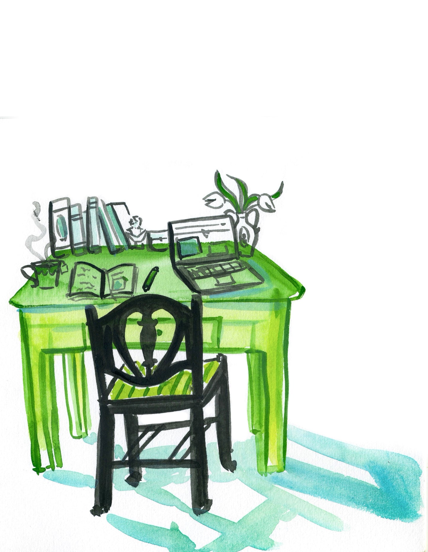 Little Green Desk Art Print