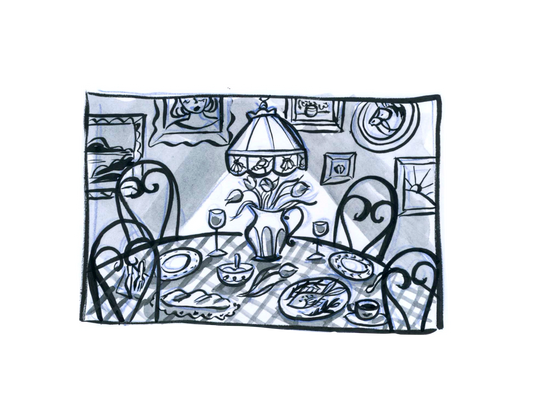 Dinner Party in Ink Matte Mini Print