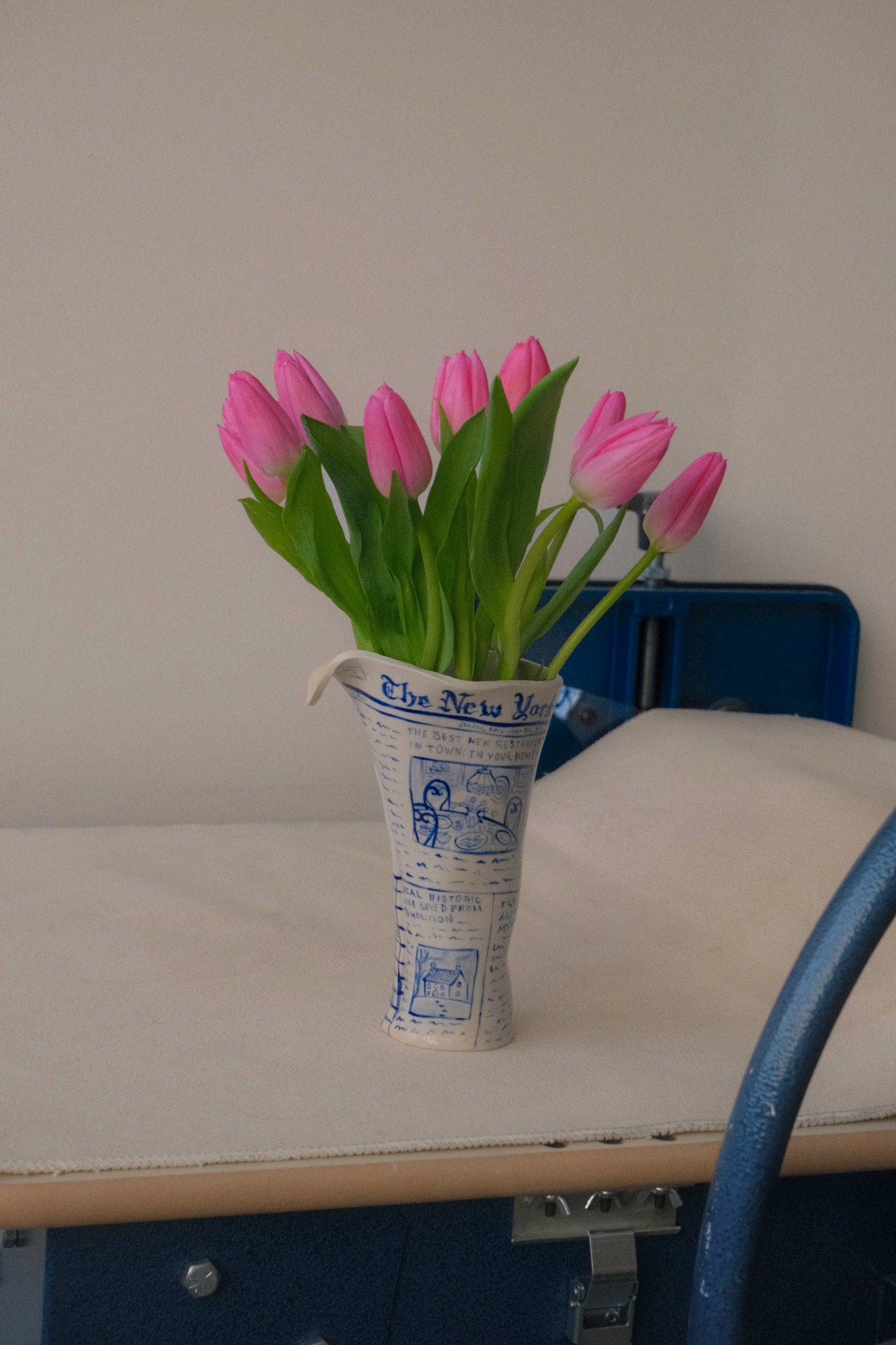 Blue Newspaper Vase