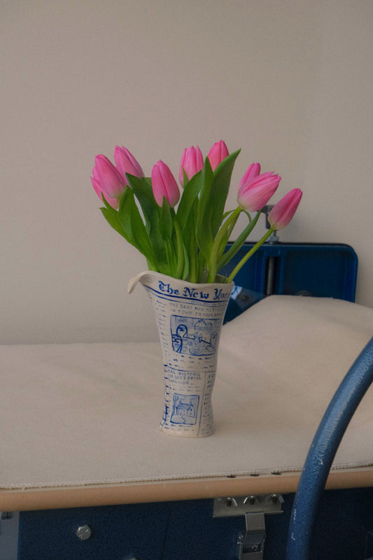 Blue Newspaper Vase