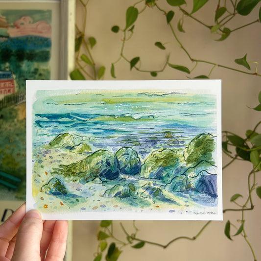 Red Hook Rocks Watercolor Print