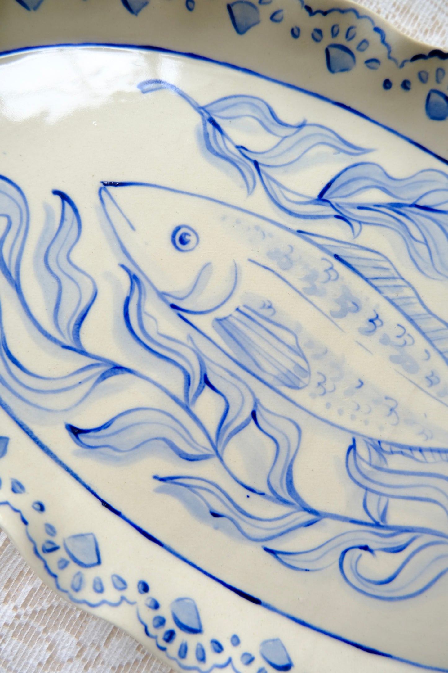 Big Blue Fish Serving Plate