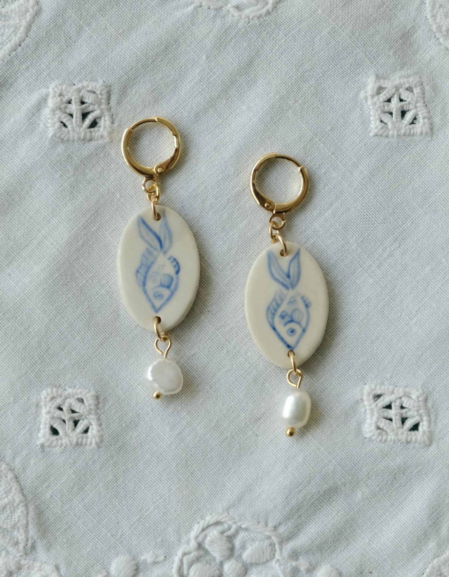 Pale Blue Fish Earrings