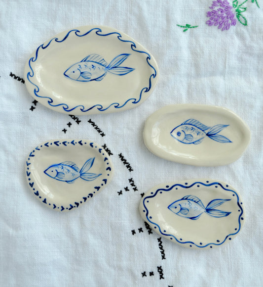 Blue Fish Trinket Plates