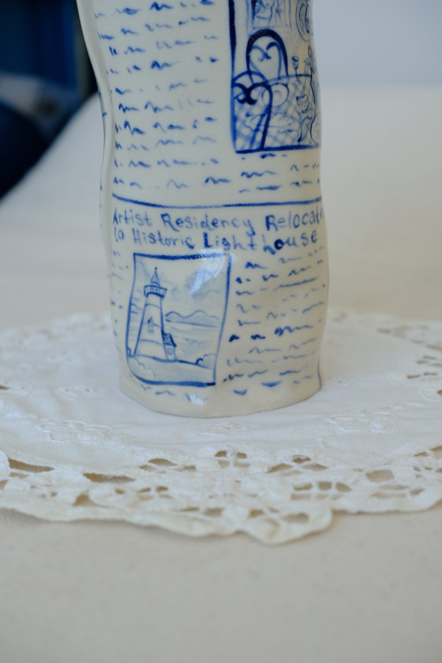 Blue Newspaper Vase