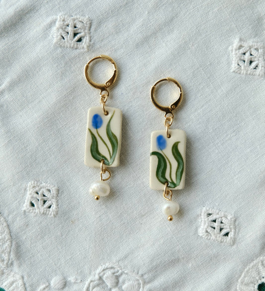 Blue Tulip Earrings